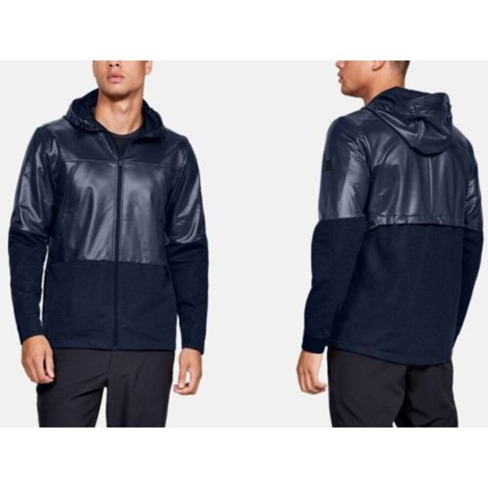 New Mens XL Under Armour NWT Swacket Jacket Black Wind Resistant Zipper Pockets